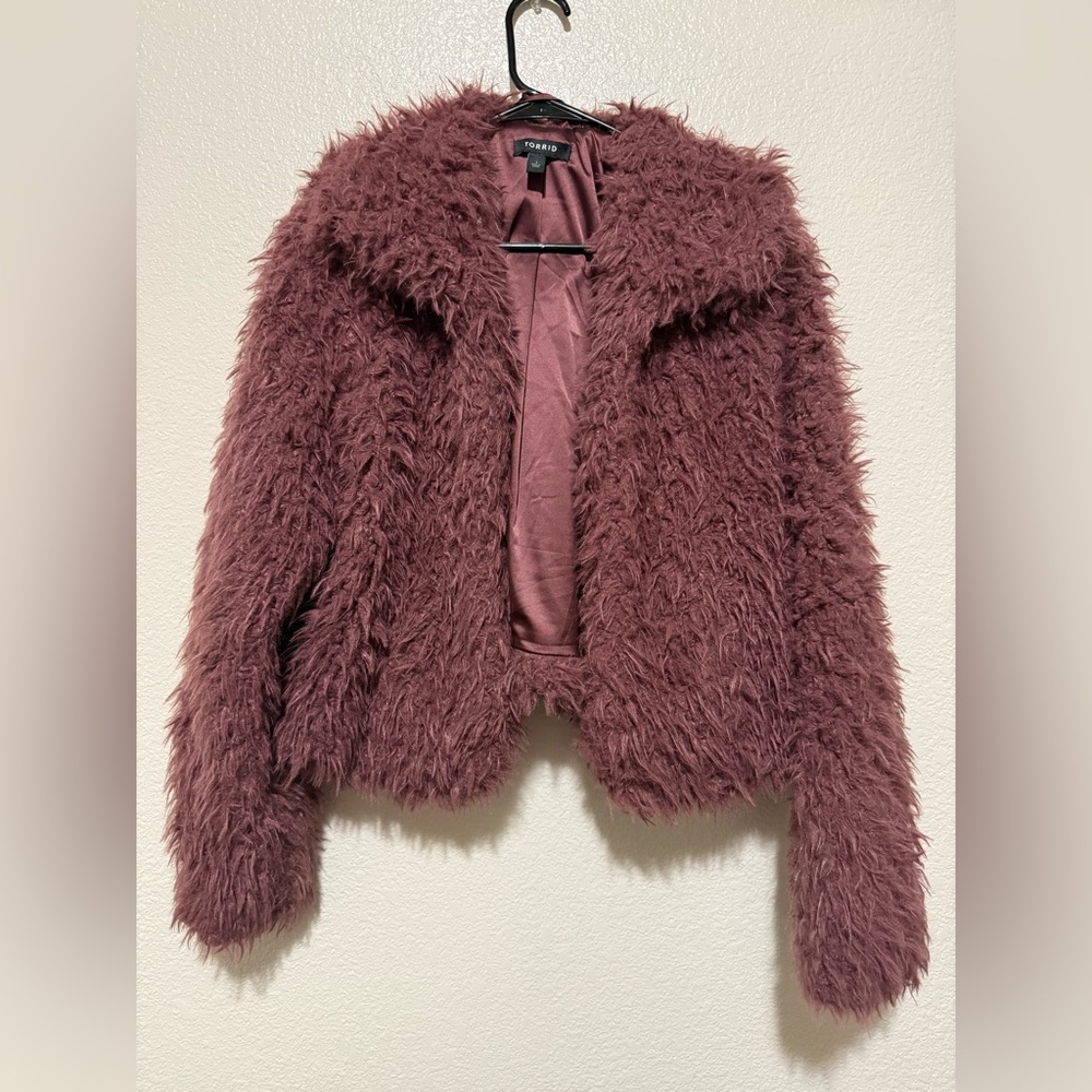 Torrid Women's Plush Teddy Jacket - Mauve